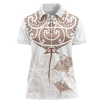 New Zealand Manta Ray Tattoo Women Polo Shirt Aotearoa Maori Haehae Beige - Aussie Hoodie