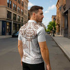 New Zealand Manta Ray Tattoo Zipper Polo Shirt Aotearoa Maori Haehae Beige - Aussie Hoodie