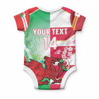 Japan and Wales Rugby Custom Baby Onesie Brave Blossoms Welsh Dragon Together