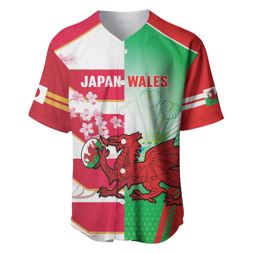 Japan and Wales Rugby Custom Baseball Jersey Brave Blossoms Welsh Dragon Together