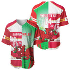 Japan and Wales Rugby Custom Baseball Jersey Brave Blossoms Welsh Dragon Together