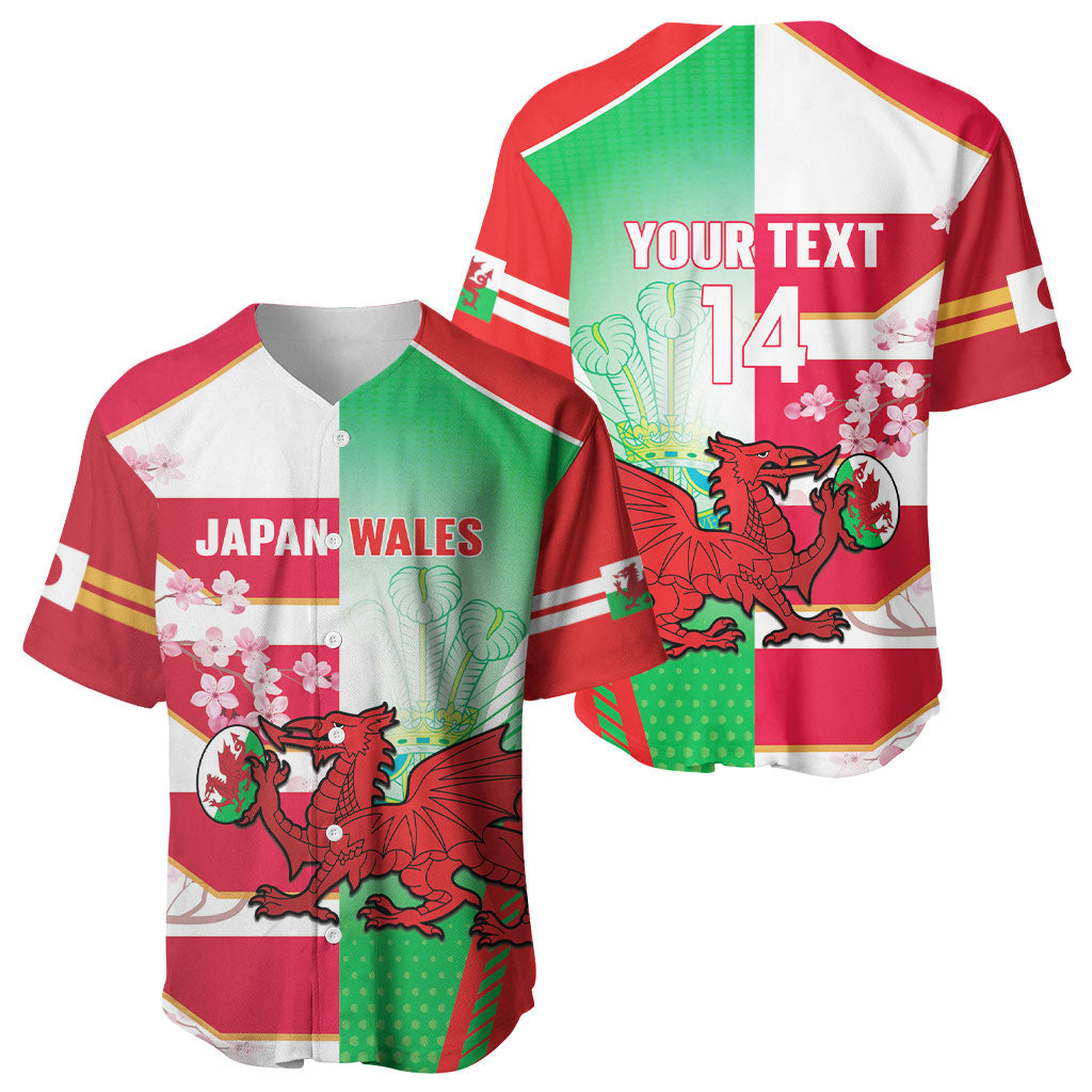 Japan and Wales Rugby Custom Baseball Jersey Brave Blossoms Welsh Dragon Together