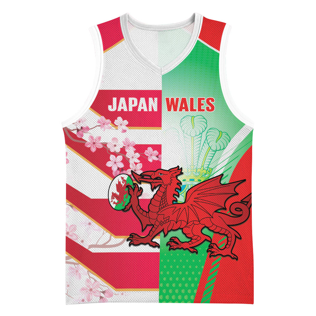 Japan and Wales Rugby Custom Basketball Jersey Brave Blossoms Welsh Dragon Together