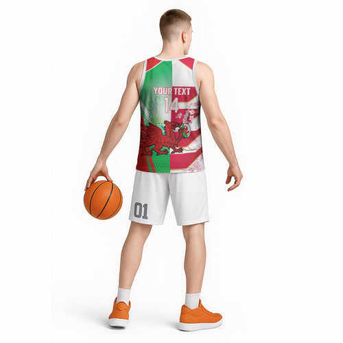 Japan and Wales Rugby Custom Basketball Jersey Brave Blossoms Welsh Dragon Together