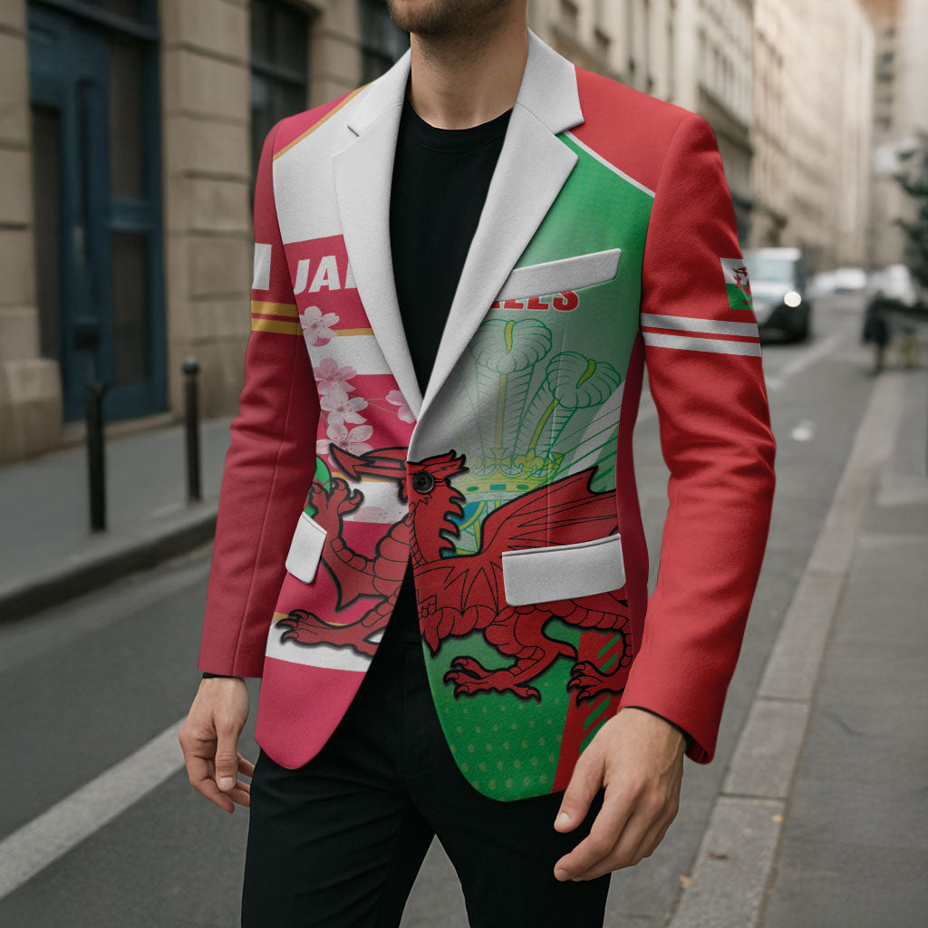 Japan and Wales Rugby Custom Blazer Brave Blossoms Welsh Dragon Together