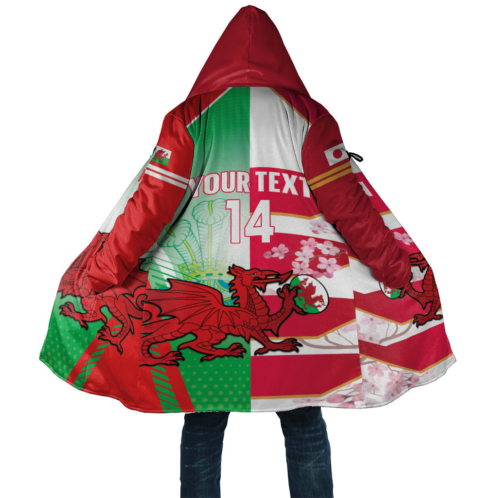 Japan and Wales Rugby Custom Cloak Brave Blossoms Welsh Dragon Together