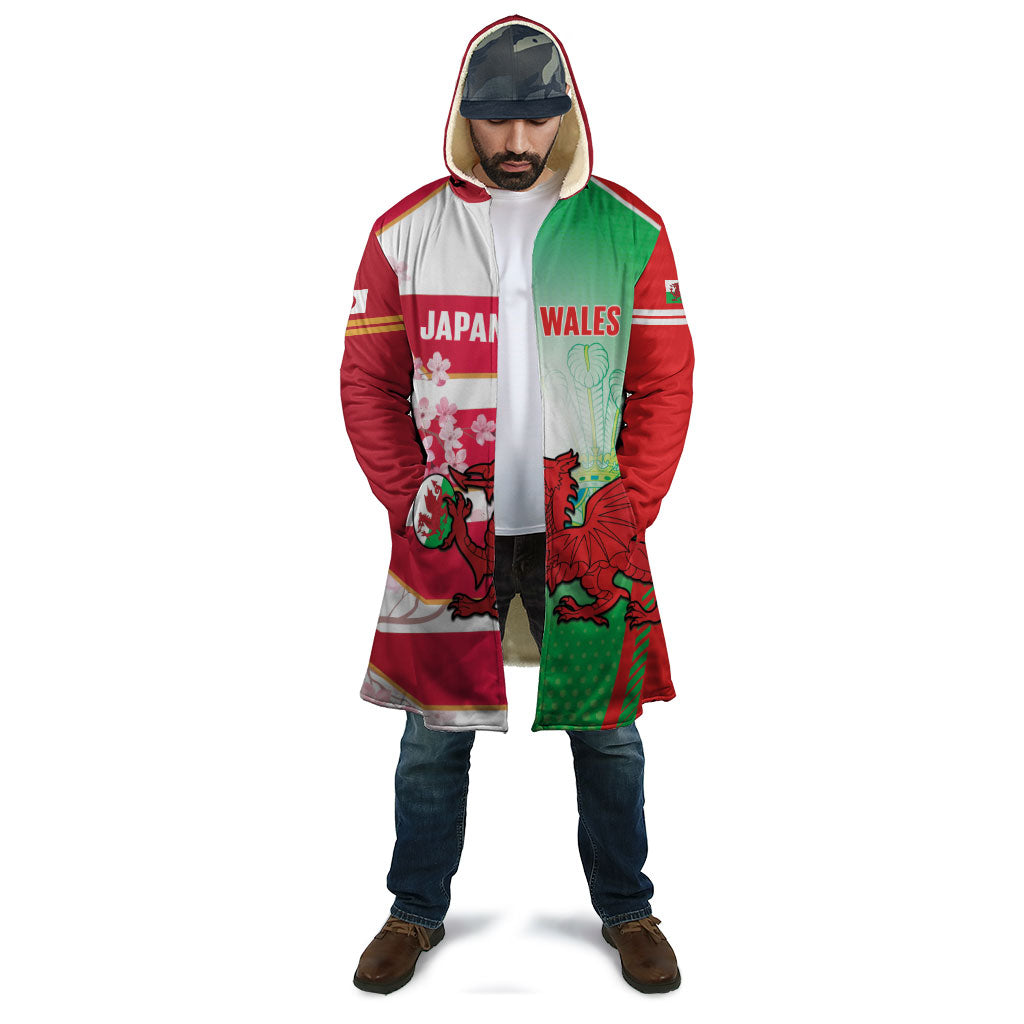 Japan and Wales Rugby Custom Cloak Brave Blossoms Welsh Dragon Together
