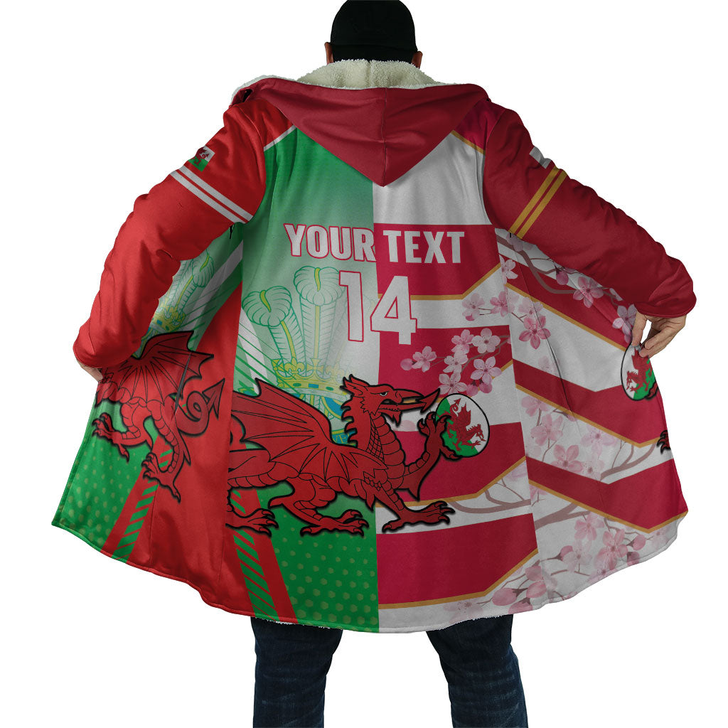 Japan and Wales Rugby Custom Cloak Brave Blossoms Welsh Dragon Together
