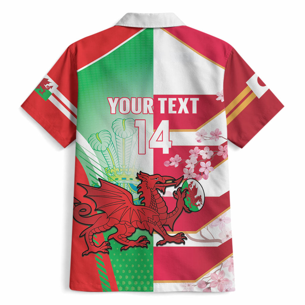 Japan and Wales Rugby Custom Hawaiian Shirt Brave Blossoms Welsh Dragon Together