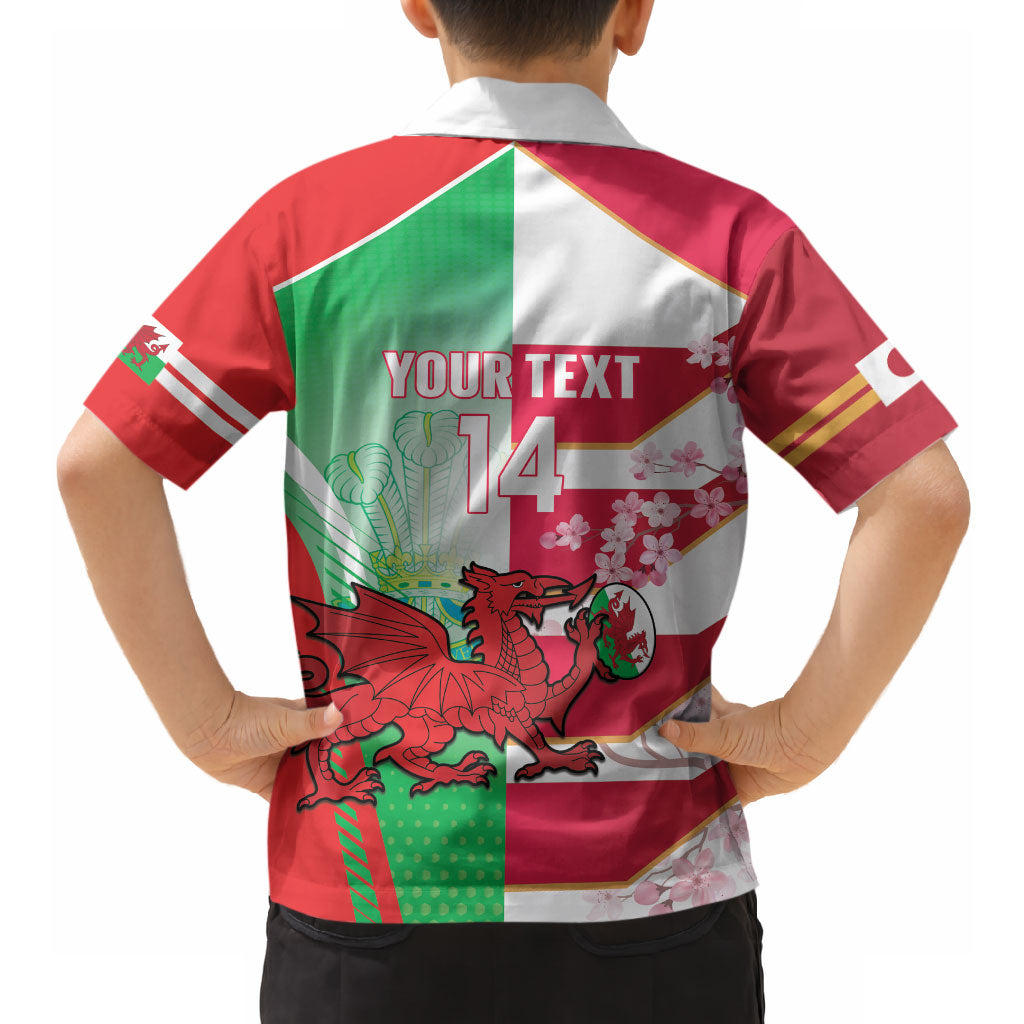 Japan and Wales Rugby Custom Hawaiian Shirt Brave Blossoms Welsh Dragon Together