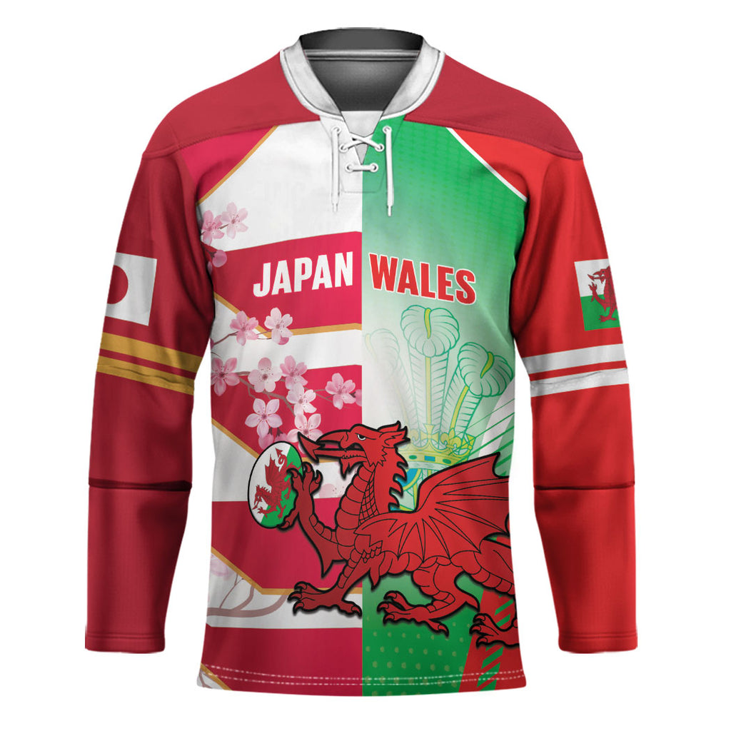 Japan and Wales Rugby Custom Hockey Jersey Brave Blossoms Welsh Dragon Together