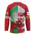 Japan and Wales Rugby Custom Hockey Jersey Brave Blossoms Welsh Dragon Together