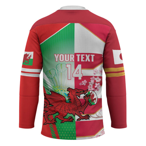 Japan and Wales Rugby Custom Hockey Jersey Brave Blossoms Welsh Dragon Together