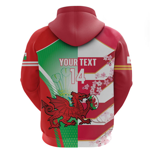 Japan and Wales Rugby Custom Hoodie Brave Blossoms Welsh Dragon Together