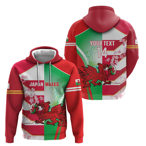 Japan and Wales Rugby Custom Hoodie Brave Blossoms Welsh Dragon Together