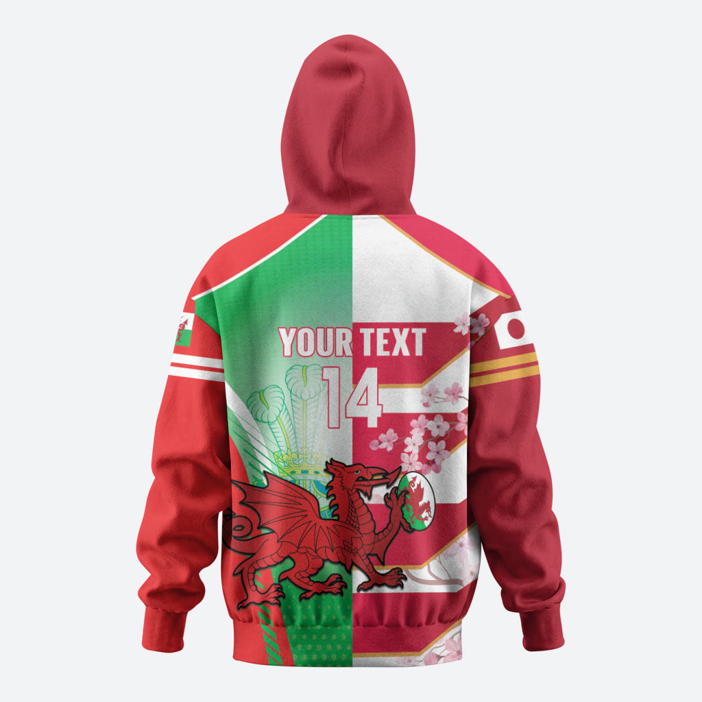 Japan and Wales Rugby Custom Hoodie Brave Blossoms Welsh Dragon Together