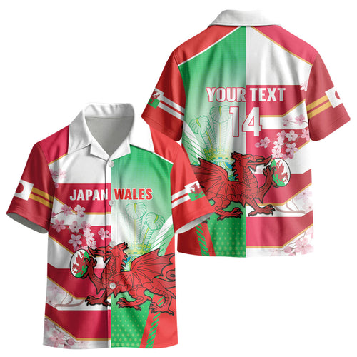 Japan and Wales Rugby Custom Kid Hawaiian Shirt Brave Blossoms Welsh Dragon Together