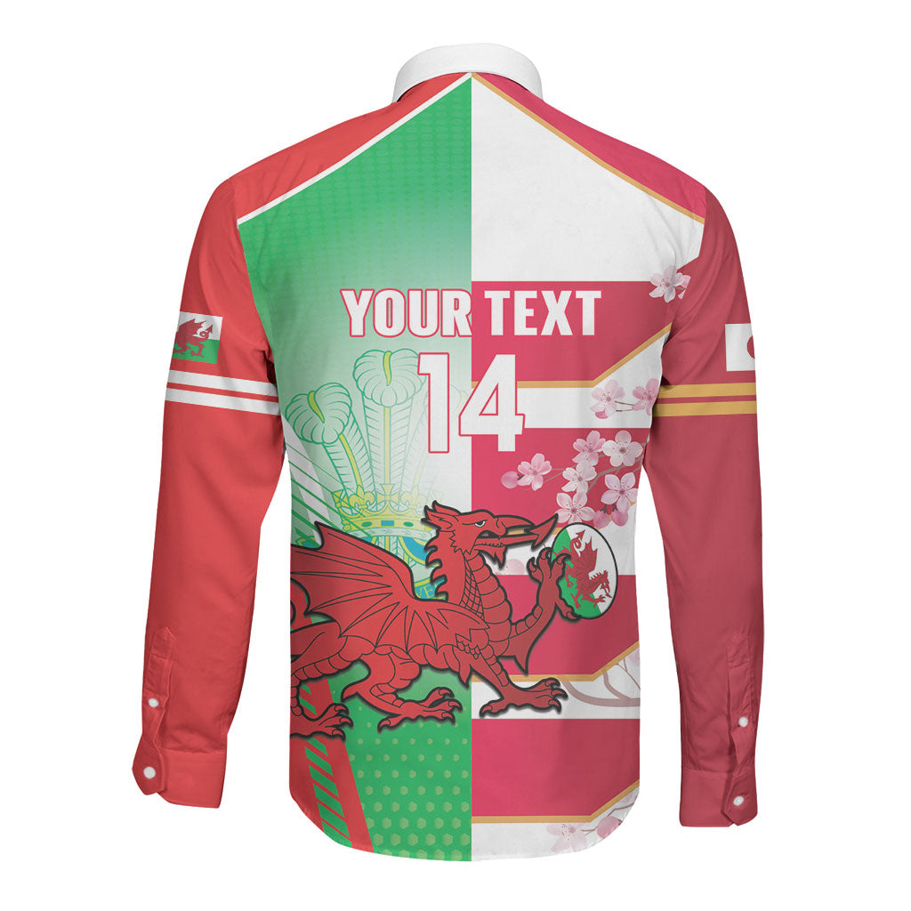 Japan and Wales Rugby Custom Long Sleeve Button Shirt Brave Blossoms Welsh Dragon Together