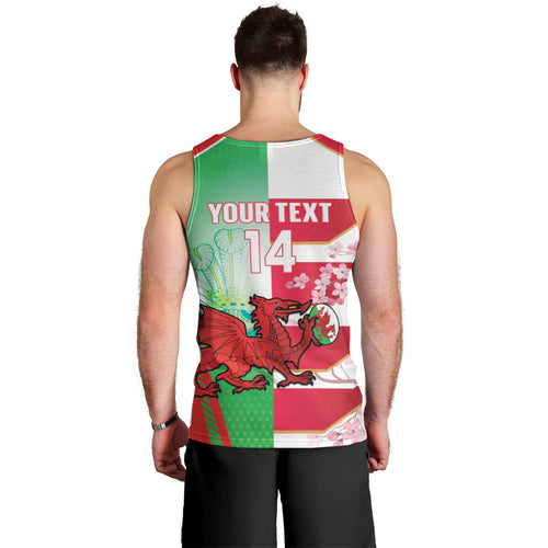 Japan and Wales Rugby Custom Men Tank Top Brave Blossoms Welsh Dragon Together