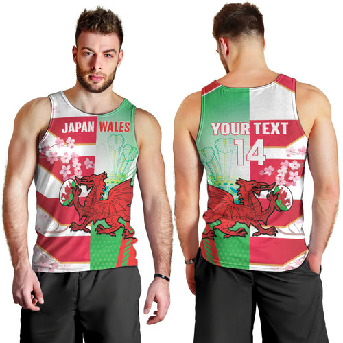 Japan and Wales Rugby Custom Men Tank Top Brave Blossoms Welsh Dragon Together