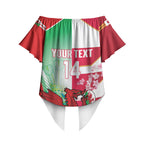 Japan and Wales Rugby Custom Off Shoulder Wrap Waist Top Brave Blossoms Welsh Dragon Together