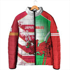 Japan and Wales Rugby Custom Padded Jacket Brave Blossoms Welsh Dragon Together