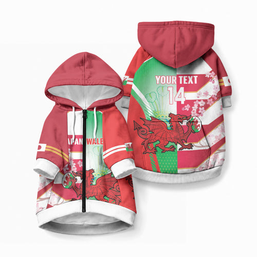 Japan and Wales Rugby Custom Pet Hoodie Brave Blossoms Welsh Dragon Together