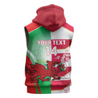 Japan and Wales Rugby Custom Sleeveless Zip Hoodie Brave Blossoms Welsh Dragon Together