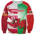 Japan and Wales Rugby Custom Sweatshirt Brave Blossoms Welsh Dragon Together