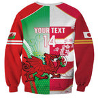 Japan and Wales Rugby Custom Sweatshirt Brave Blossoms Welsh Dragon Together
