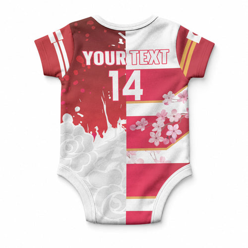Japan and England Rugby Custom Baby Onesie Brave Blossoms Red Roses Together