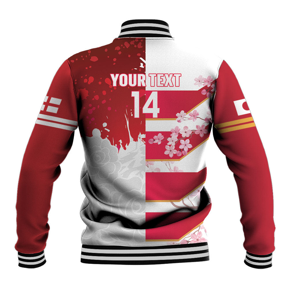 Japan and England Rugby Custom Baseball Jacket Brave Blossoms Red Roses Together