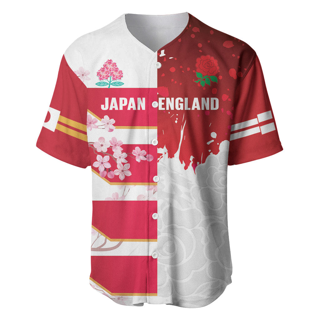 Japan and England Rugby Custom Baseball Jersey Brave Blossoms Red Roses Together
