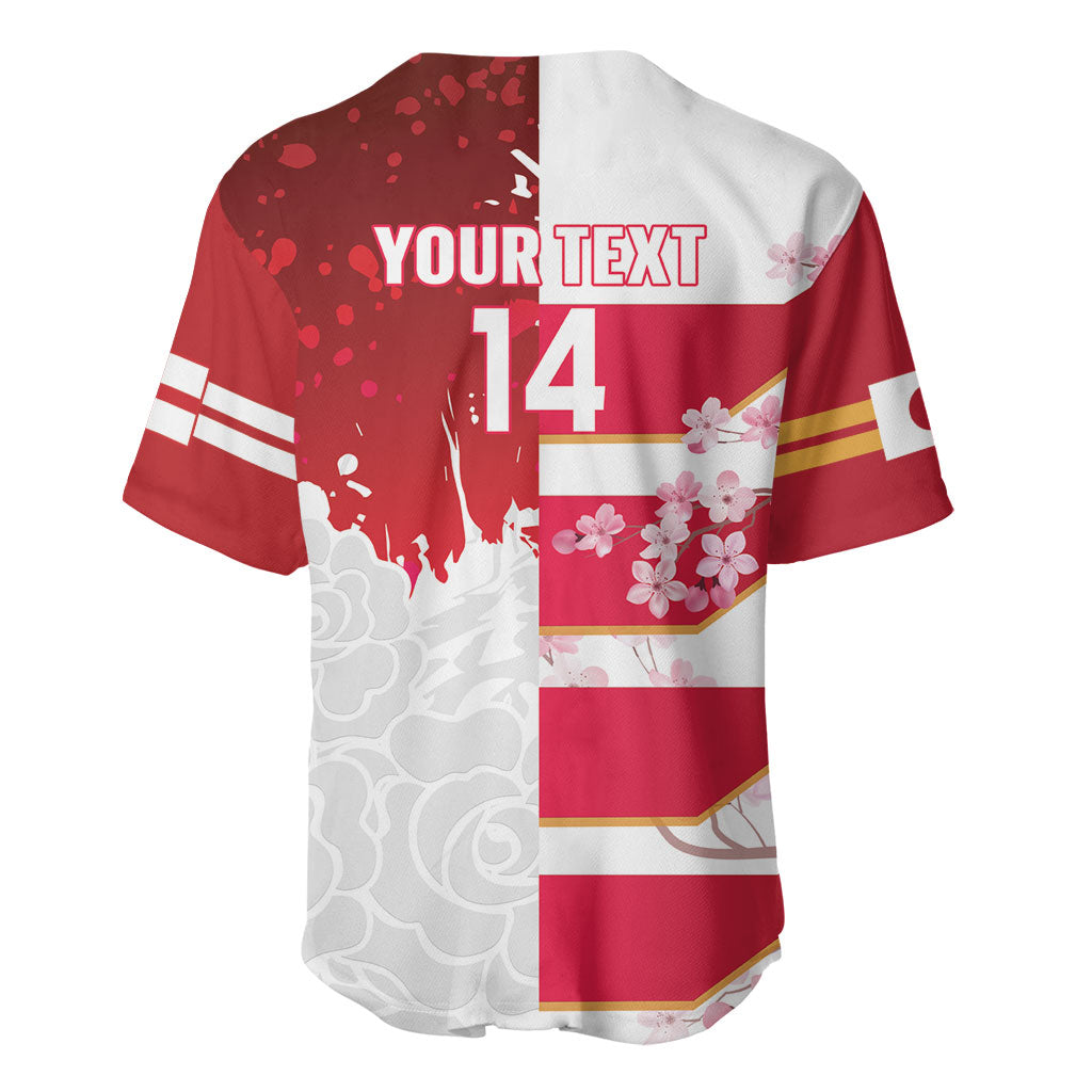 Japan and England Rugby Custom Baseball Jersey Brave Blossoms Red Roses Together