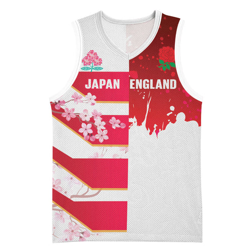 Japan and England Rugby Custom Basketball Jersey Brave Blossoms Red Roses Together