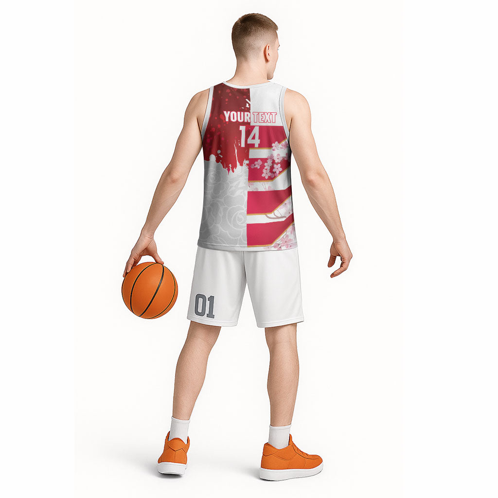 Japan and England Rugby Custom Basketball Jersey Brave Blossoms Red Roses Together