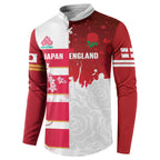 Japan and England Rugby Custom Button Sweatshirt Brave Blossoms Red Roses Together