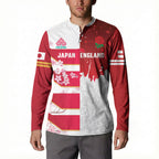 Japan and England Rugby Custom Button Sweatshirt Brave Blossoms Red Roses Together