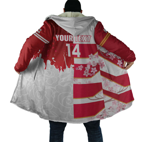 Japan and England Rugby Custom Cloak Brave Blossoms Red Roses Together