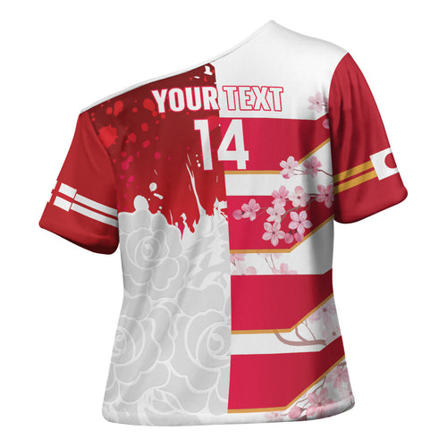 Japan and England Rugby Custom Cross Shoulder Shirt Brave Blossoms Red Roses Together