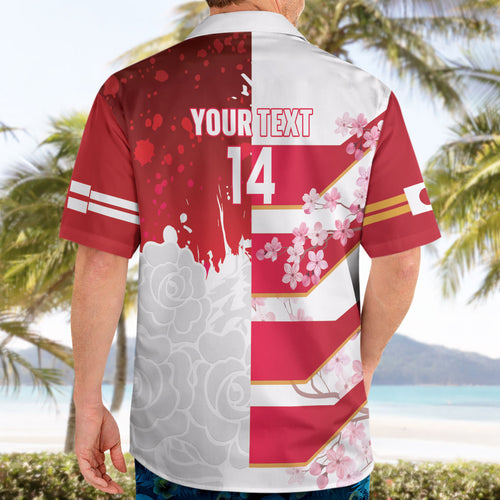 Japan and England Rugby Custom Hawaiian Shirt Brave Blossoms Red Roses Together