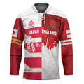 Japan and England Rugby Custom Hockey Jersey Brave Blossoms Red Roses Together