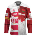 Japan and England Rugby Custom Hockey Jersey Brave Blossoms Red Roses Together