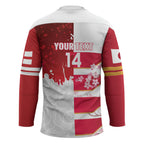 Japan and England Rugby Custom Hockey Jersey Brave Blossoms Red Roses Together