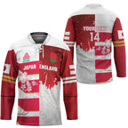 Japan and England Rugby Custom Hockey Jersey Brave Blossoms Red Roses Together