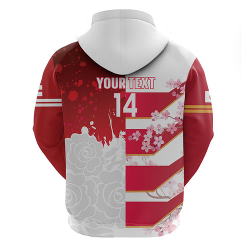 Japan and England Rugby Custom Hoodie Brave Blossoms Red Roses Together