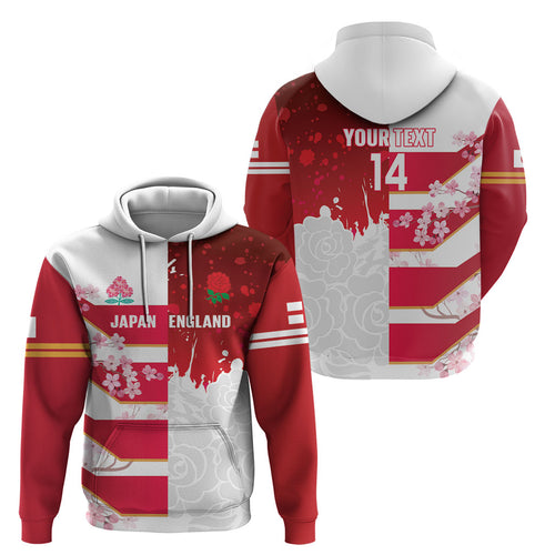 Japan and England Rugby Custom Hoodie Brave Blossoms Red Roses Together