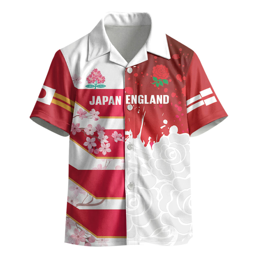 Japan and England Rugby Custom Kid Hawaiian Shirt Brave Blossoms Red Roses Together