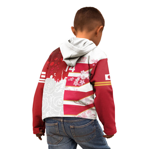 Japan and England Rugby Custom Kid Hoodie Brave Blossoms Red Roses Together