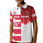 Japan and England Rugby Custom Kid Polo Shirt Brave Blossoms Red Roses Together